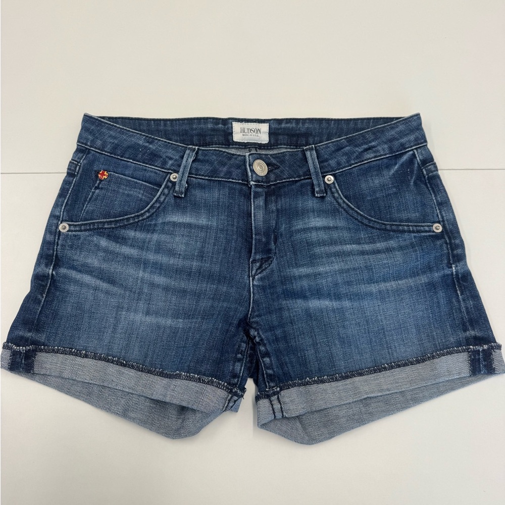 Hudson Jeans Dark Blue Cuffed Denim Shorts